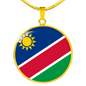 Namibia Flag Necklace Circle Pendant Stainless Steel or 18k Gold 18-22"-Express Your Love Gifts