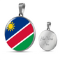 Namibia Flag Necklace Circle Pendant Stainless Steel or 18k Gold 18-22"-Express Your Love Gifts