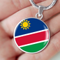 Namibia Flag Necklace Circle Pendant Stainless Steel or 18k Gold 18-22"-Express Your Love Gifts
