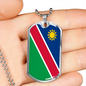 Namibia Flag Necklace Stainless Steel or 18k Gold Dog Tag 24" Chain-Express Your Love Gifts