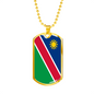 Namibia Flag Necklace Stainless Steel or 18k Gold Dog Tag 24" Chain-Express Your Love Gifts