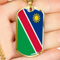 Namibia Flag Necklace Stainless Steel or 18k Gold Dog Tag 24" Chain-Express Your Love Gifts