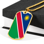 Namibia Flag Necklace Stainless Steel or 18k Gold Dog Tag 24" Chain-Express Your Love Gifts