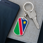 Namibia Flag Swivel Keychain Dog Tag Stainless Steel or 18k Gold-Express Your Love Gifts