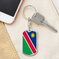 Namibia Flag Swivel Keychain Dog Tag Stainless Steel or 18k Gold-Express Your Love Gifts