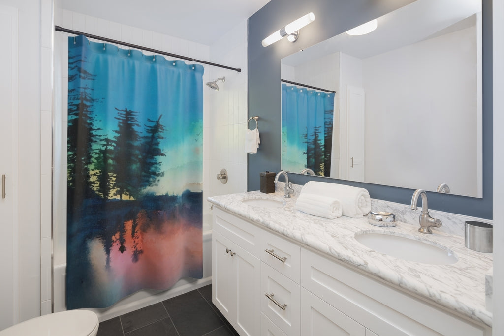 Nature Lake Reflection Stylish Design 71" x 74" Elegant Waterproof Shower Curtain for a Spa-like Bathroom Paradise Exceptional Craftsmanship-Express Your Love Gifts