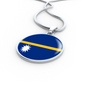 Nauru Flag Necklace Circle Pendant Stainless Steel or 18k Gold 18-22"-Express Your Love Gifts