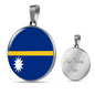 Nauru Flag Necklace Circle Pendant Stainless Steel or 18k Gold 18-22"-Express Your Love Gifts