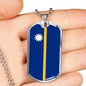 Nauru Flag Necklace Stainless Steel or 18k Gold Dog Tag 24" Chain-Express Your Love Gifts