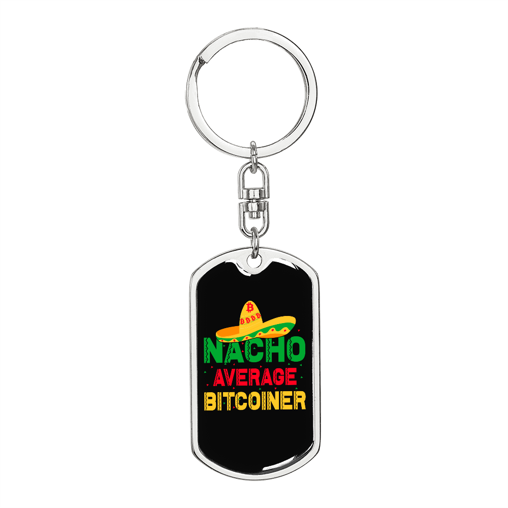 Navho Average Bitcoiner Crypto Keychain Stainless Steel or 18k Gold Dog Tag Keyring-Express Your Love Gifts