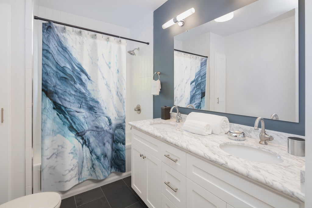 Navy Blue Ocean Stylish Design 71" x 74" Elegant Waterproof Shower Curtain for a Spa-like Bathroom Paradise Exceptional Craftsmanship-Express Your Love Gifts