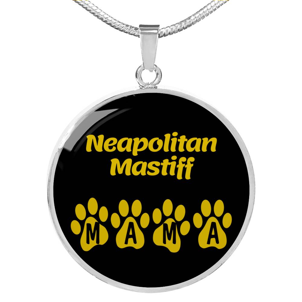 Neapolitan Mastiff Mama Circle Necklace Stainless Steel or 18k Gold 18-22" Dog Owner Lover-Express Your Love Gifts