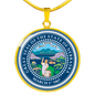 Nebraska State Seal Necklace Circle Pendant Stainless Steel or 18k Gold 18-22"-Express Your Love Gifts