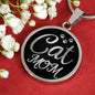 Necklace Cat Mom Necklace Circle Pendant Stainless Steel or 18k Gold 18-22"-Express Your Love Gifts