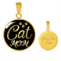Necklace Cat Mom Necklace Circle Pendant Stainless Steel or 18k Gold 18-22"-Express Your Love Gifts