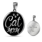 Necklace Cat Mom Necklace Circle Pendant Stainless Steel or 18k Gold 18-22"-Express Your Love Gifts