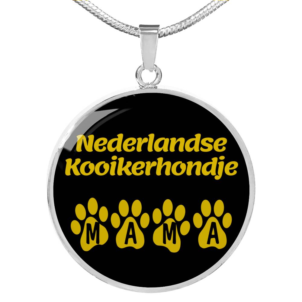 Nederlandse Kooikerhondje Mama Circle Necklace Stainless Steel or 18k Gold 18-22" Dog Owner Lover-Express Your Love Gifts
