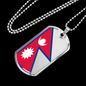Nepal Flag Necklace Stainless Steel or 18k Gold Dog Tag 24" Chain-Express Your Love Gifts