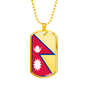 Nepal Flag Necklace Stainless Steel or 18k Gold Dog Tag 24" Chain-Express Your Love Gifts