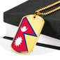 Nepal Flag Necklace Stainless Steel or 18k Gold Dog Tag 24" Chain-Express Your Love Gifts