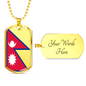 Nepal Flag Necklace Stainless Steel or 18k Gold Dog Tag 24" Chain-Express Your Love Gifts