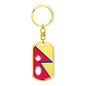 Nepal Flag Swivel Keychain Dog Tag Stainless Steel or 18k Gold-Express Your Love Gifts