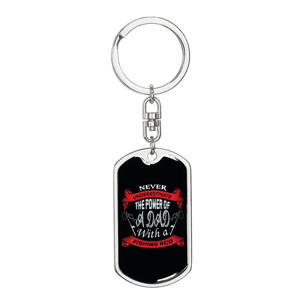 Never Fish Fishing Keychain Stainless Steel or 18k Gold Dog Tag Keyring-Express Your Love Gifts