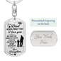 Never Forget Daughter To Dad Keychain Stainless Steel or 18k Gold Dog Tag Keyring-Express Your Love Gifts