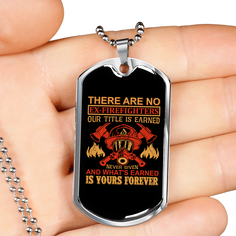 Never Given Firefighter Gift Stainless Steel or 18k Gold Dog Tag 24" Chain-Express Your Love Gifts