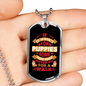 Never Go For A Walk Pink Necklace Stainless Steel or 18k Gold Dog Tag 24" Chain-Express Your Love Gifts