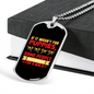 Never Go For A Walk Yellow Necklace Stainless Steel or 18k Gold Dog Tag 24" Chain-Express Your Love Gifts