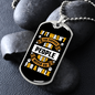 Never Go For a Walk Yellow White Necklace Stainless Steel or 18k Gold Dog Tag 24" Chain-Express Your Love Gifts