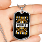 Never Go For a Walk Yellow White Necklace Stainless Steel or 18k Gold Dog Tag 24" Chain-Express Your Love Gifts