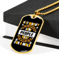 Never Go For a Walk Yellow White Necklace Stainless Steel or 18k Gold Dog Tag 24" Chain-Express Your Love Gifts