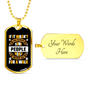 Never Go For a Walk Yellow White Necklace Stainless Steel or 18k Gold Dog Tag 24" Chain-Express Your Love Gifts