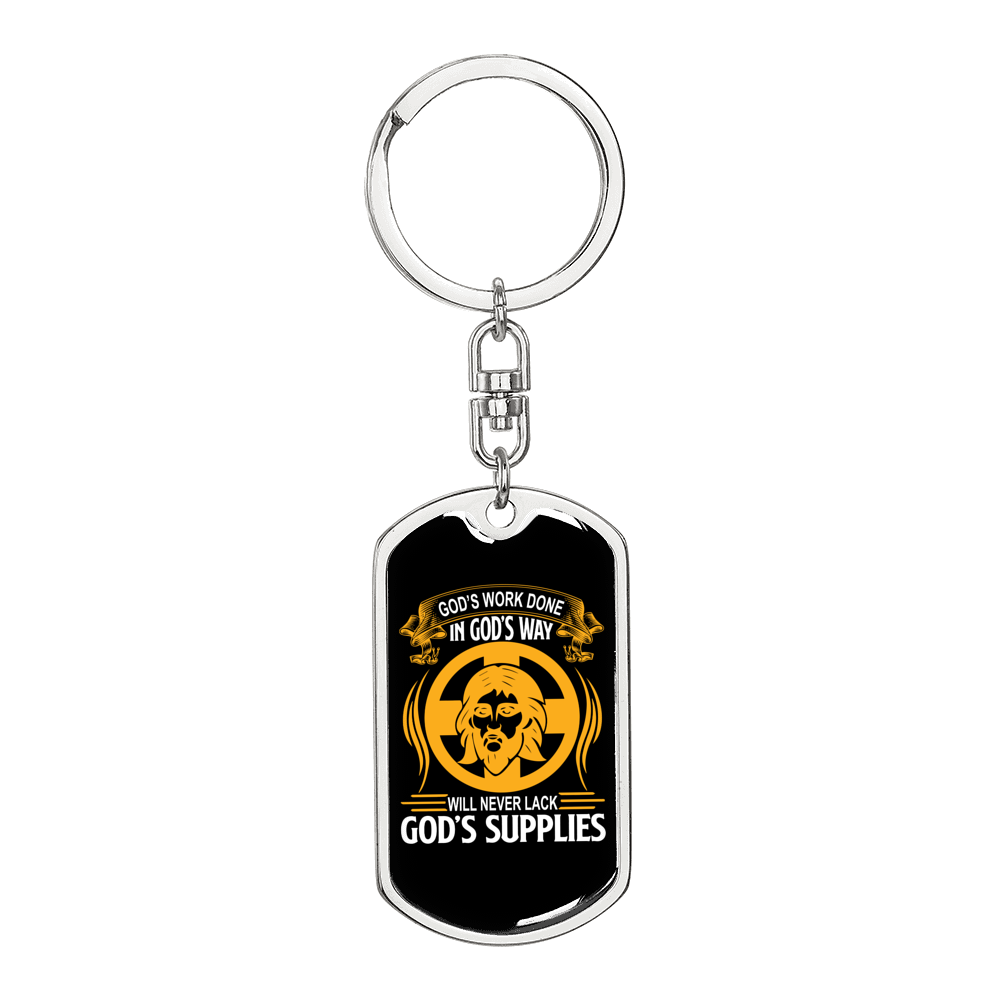 Never Lack God'S Supplies Keychain Stainless Steel or 18k Gold Dog Tag Keyring-Express Your Love Gifts