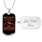 Never Underestimate A Firefighter Gift Stainless Steel or 18k Gold Dog Tag 24" Chain-Express Your Love Gifts