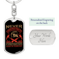 Never Underestimate A Firefighter Keychain Stainless Steel or 18k Gold Dog Tag Keyring-Express Your Love Gifts