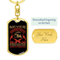 Never Underestimate A Firefighter Keychain Stainless Steel or 18k Gold Dog Tag Keyring-Express Your Love Gifts