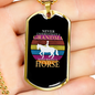 Never Underestimate a Grandma Horse Necklace Stainless Steel or 18k Gold Dog Tag 24" Chain-Express Your Love Gifts