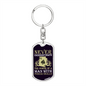 Never Underestimate Poker Skills Gambler Keychain Stainless Steel or 18k Gold Dog Tag Keyring-Express Your Love Gifts