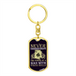 Never Underestimate Poker Skills Gambler Keychain Stainless Steel or 18k Gold Dog Tag Keyring-Express Your Love Gifts