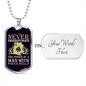 Never Underestimate Poker Skills Gambler Necklace Stainless Steel or 18k Gold Dog Tag 24" Chain-Express Your Love Gifts