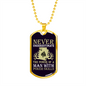 Never Underestimate Poker Skills Gambler Necklace Stainless Steel or 18k Gold Dog Tag 24" Chain-Express Your Love Gifts