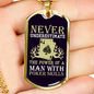 Never Underestimate Poker Skills Gambler Necklace Stainless Steel or 18k Gold Dog Tag 24" Chain-Express Your Love Gifts