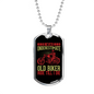 Never Understimate Old Biker Necklace Stainless Steel or 18k Gold Dog Tag 24" Chain-Express Your Love Gifts