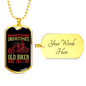Never Understimate Old Biker Necklace Stainless Steel or 18k Gold Dog Tag 24" Chain-Express Your Love Gifts