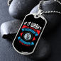 Never Walk Blue Necklace Stainless Steel or 18k Gold Dog Tag 24" Chain-Express Your Love Gifts