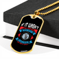 Never Walk Blue Necklace Stainless Steel or 18k Gold Dog Tag 24" Chain-Express Your Love Gifts