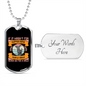 Never Walk Yellow Necklace Stainless Steel or 18k Gold Dog Tag 24" Chain-Express Your Love Gifts